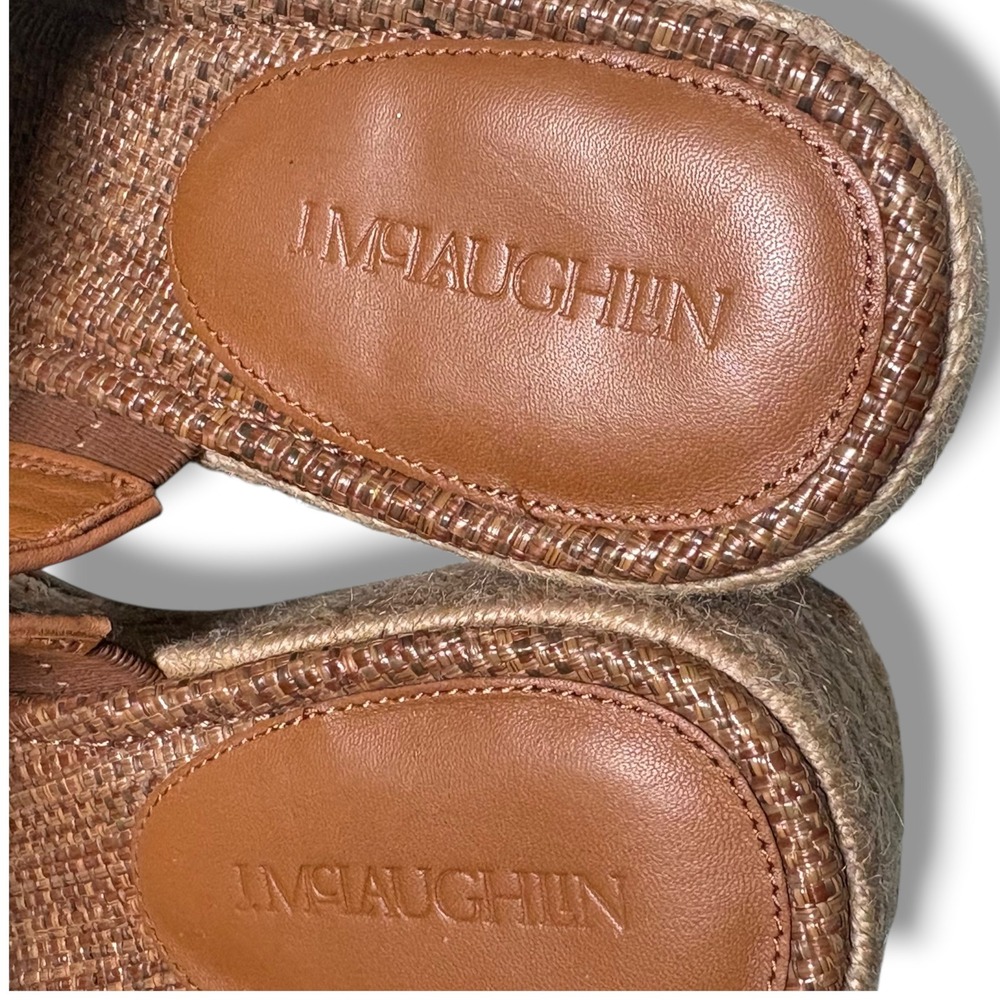J.McLaughlin Brown Woven Espadrille Platform Sandals Bamboo Buckle Womens 9 - Picture 8 of 11